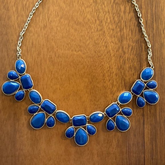 3 for $10 - Cobalt Blue & Gold Statement Necklace - Picture 2 of 3